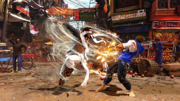 Rashid hitting Luke with tornado